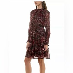 Taylor Burgundy Floral Long Sleeve Dress